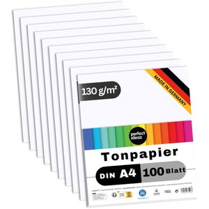 perfect-ideaz Tonpapier A4, weiß, 130g/m², 100 Blatt