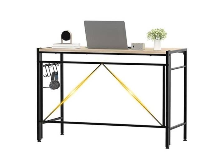KEDIA Bureau 110x50x75cm Plateau en bois Structure en acier noir Style industriel Robuste et stable Bureau et espace d'étude