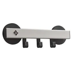 Proregal Magnetische Wandgarderobe mit 3 Haken | HxBxT 10,5x33x3,3cm | Grau / Schwarz