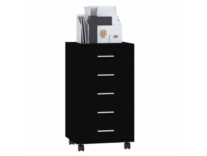 CHIC Armoire à Tiroirs avec Roulettes Noir 33 x 38 x 63 cm et 5 tiroirs pour Bureau &gzb71d
