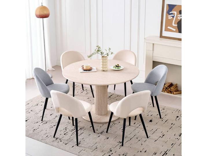 Table à manger - Design moderne - Cylindrique - MDF - Beige clair - 115x75cm