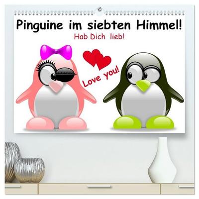 Pinguine im siebten Himmel! (hochwertiger Premium Wandkalender 2027 DIN A2 quer), Kunstdruck in Hochglanz
