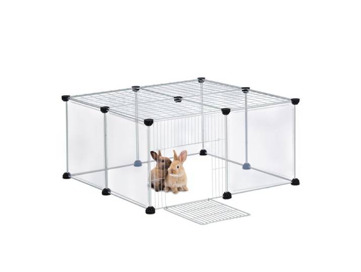 Relaxdays 12-teiliges Freilaufgehege Transparent