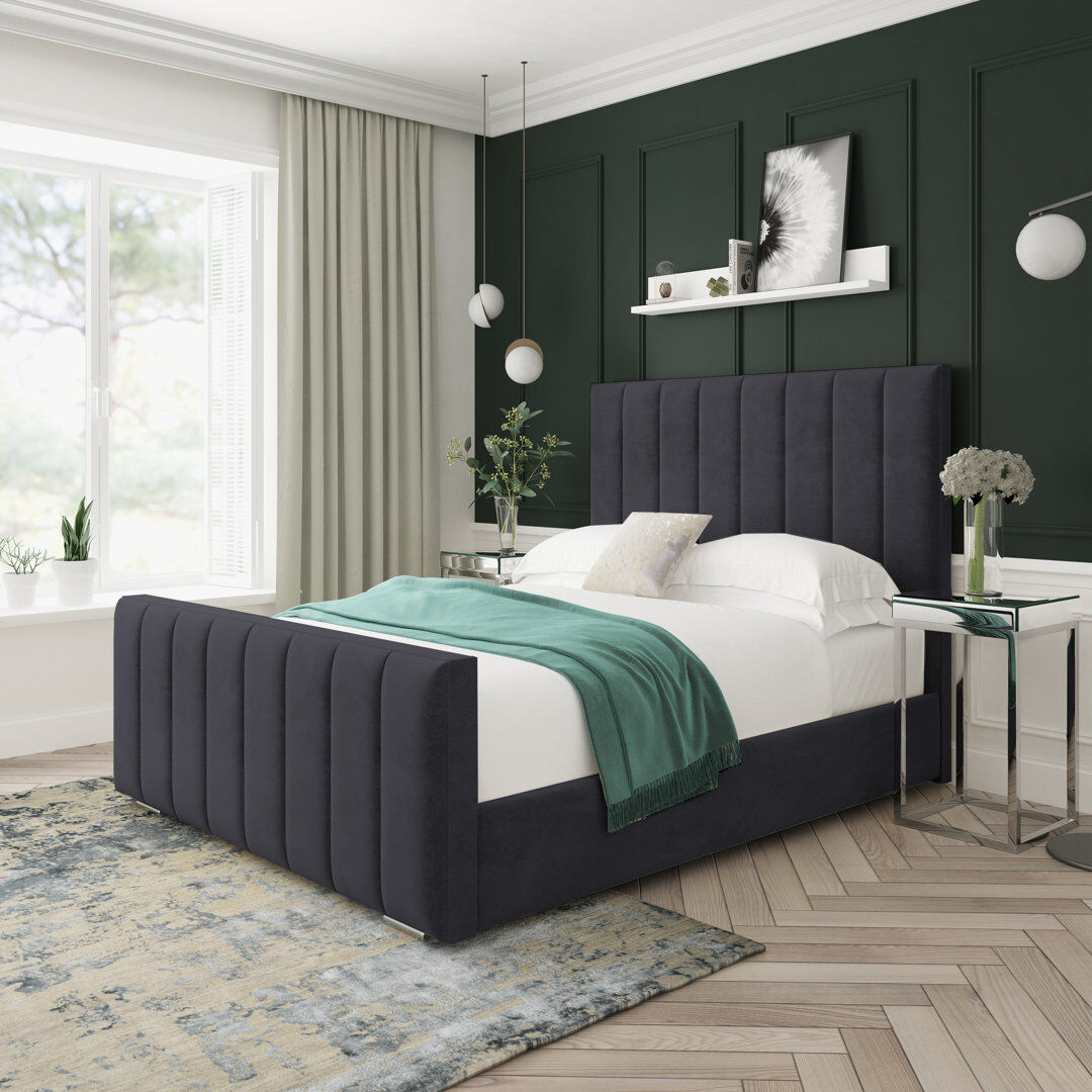 Lark Manor Upholstered Platform Bed Black Super King (6')