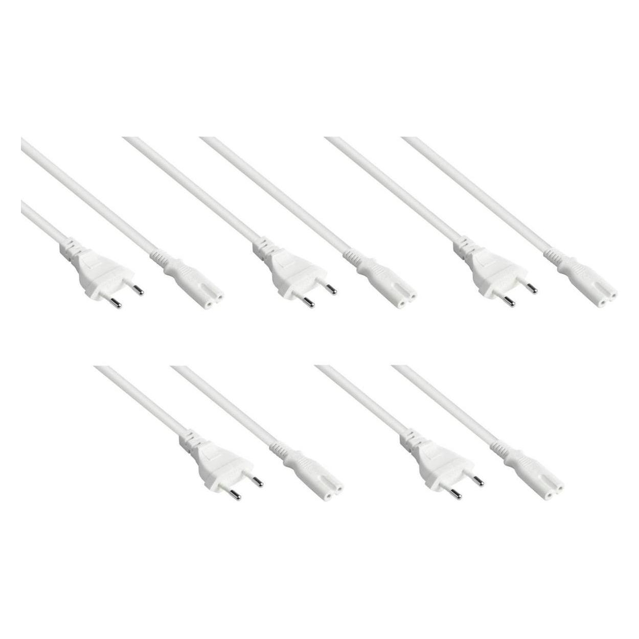 Varia SK0370-W018-5 - Euro-Netzkabel Euro-Stecker Typ C an C7Euro 8 Buchse, wei, 0,75mm, 1,8m - 5er (1.80 m) (SK0370-W018-5)