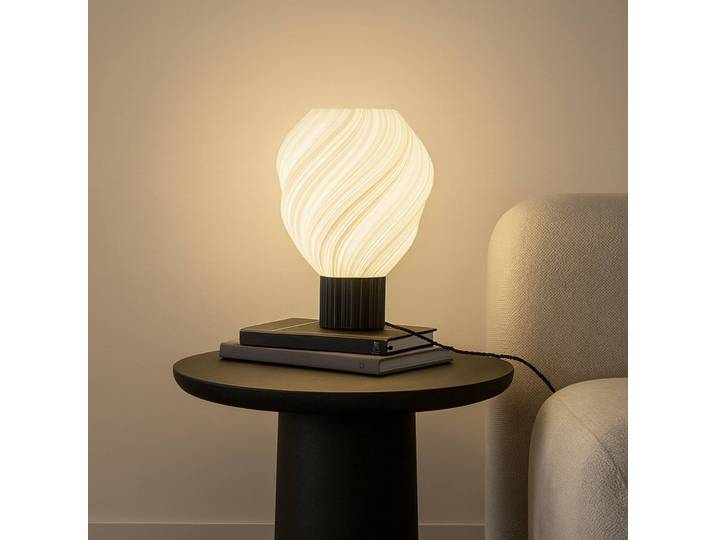 Lindby Tischleuchte Nuvia, Höhe 39,1 cm, weiß, 3D Druck Nuvia, weiß / opal, für Wohn- / Esszimmer, Modern