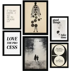 POSTER Set Mit 6 Abenteuerlich In Vielseitiger Stil A3 & A4 Schwarzer Rahmen