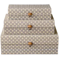 Chic Antique Amilly Schachteln aus Bambus 3er Set, Kleines Set, opal