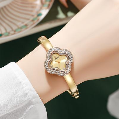 Fusion Finds Luxury Women's Bracelet Watch With Flower Dial Elegant Luxury Quartz Watch For Women golden
