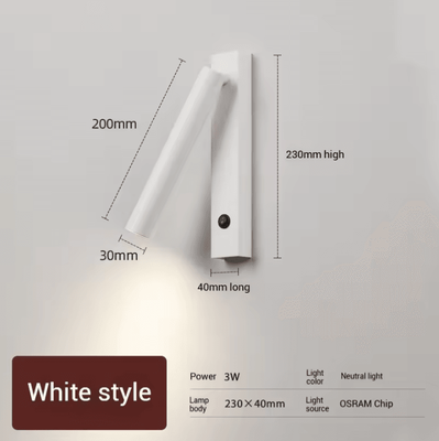 Inspire Curations Nordic Adjustable LED Bedside Reading Wall Lamp white 4000k 3w