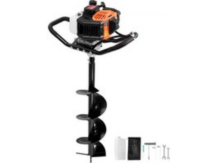 VEVOR Erdbohrer mit Benzinmotor, 43 CC, 1250 W, Benzinbohrer mit 8-Zoll-Bohrkronen, Lochspaten für Pfostenzäune für Ackerland, Gartenpflanzen, Orange+Schwarz