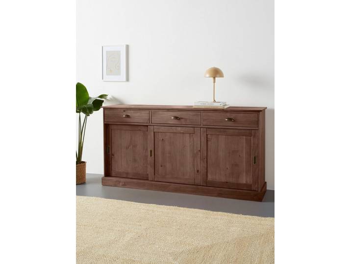 OTTO home Sideboard Schröder, Kommode, 3 Schiebetüren, 3 Schubkasten, aus massivem Kiefernholz