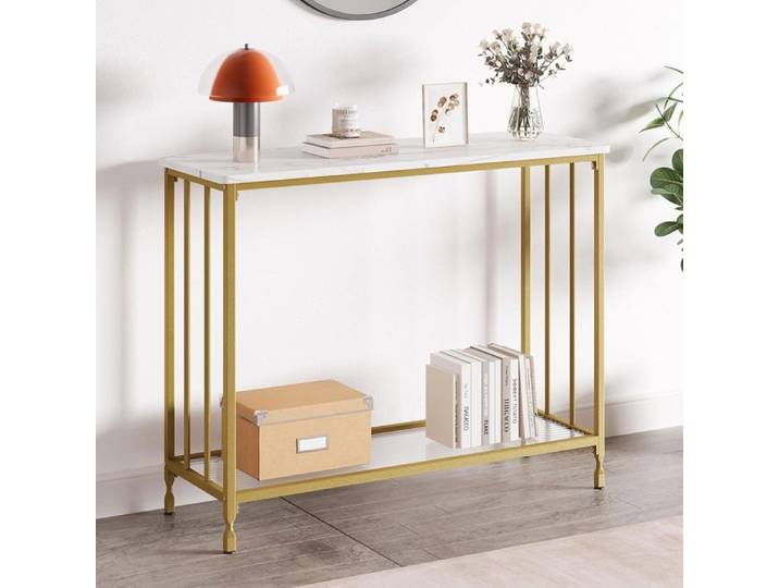 Console Meuble Entrée CONSOLE DORE 105 X 30 X 81cm-EN VERRE-Table Console Moderne pour Entrée/Salon