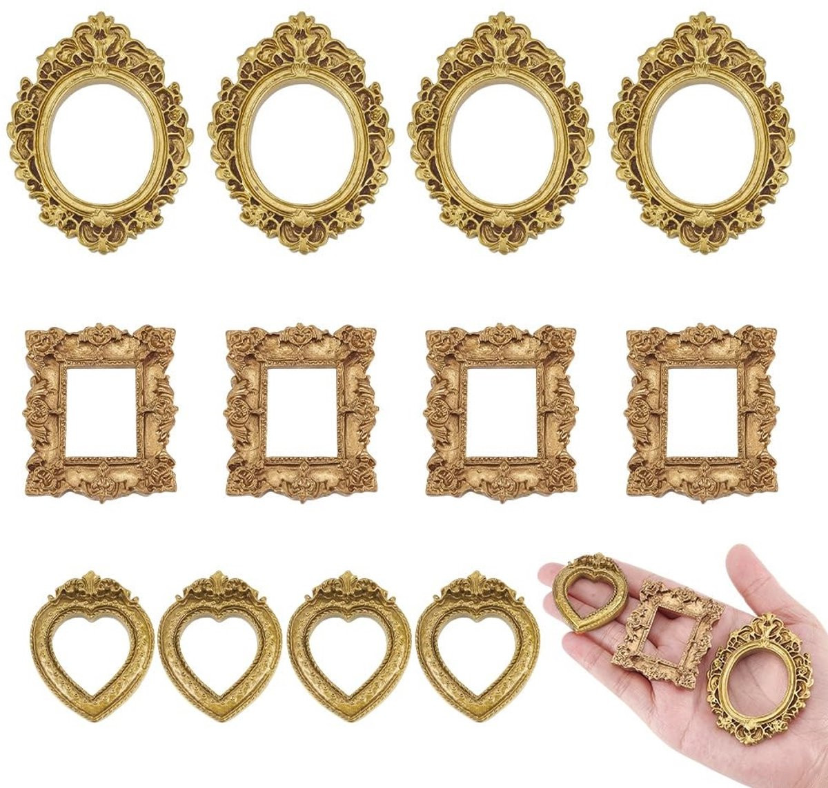 Solidchoice - Set van 12 Vintage Resine Fotolijsten voor Decoratie