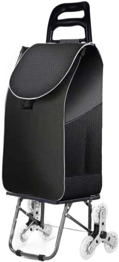Famanu Boodschappentrolley mit 6 Rollen - Klappbar, Stabil, 37x29x99 cm - Schwarz
