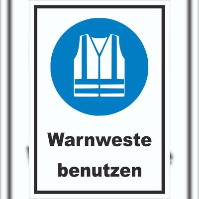 HB-Druck Warnweste benutzen Schild A5 Rückseite selbstklebend