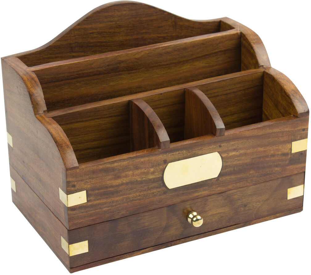 Longshore Tides Adaline Desk Organiser Gold;Brown 16cm H X 22cm W X 14cm D