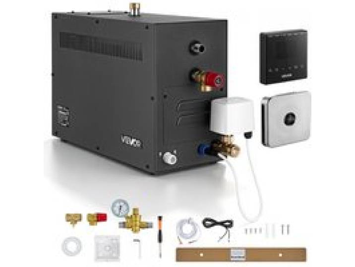 VEVOR Dampfgenerator 11kW Dampferzeuger für Heimgebrauch mit Vorheizmodus, Dampfbadgenerator für Sauna Bad & SPA, Direkte Wasserversorgung, 25–55°C Einstellbar, 7-11m³, mit Touch-Steuerung & 24h Timer