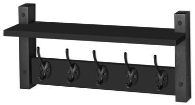 Sorbus Coat Hooks Wall Mount Floating Shelf with 5 Heavy Duty Hooks, Large and Extra Large