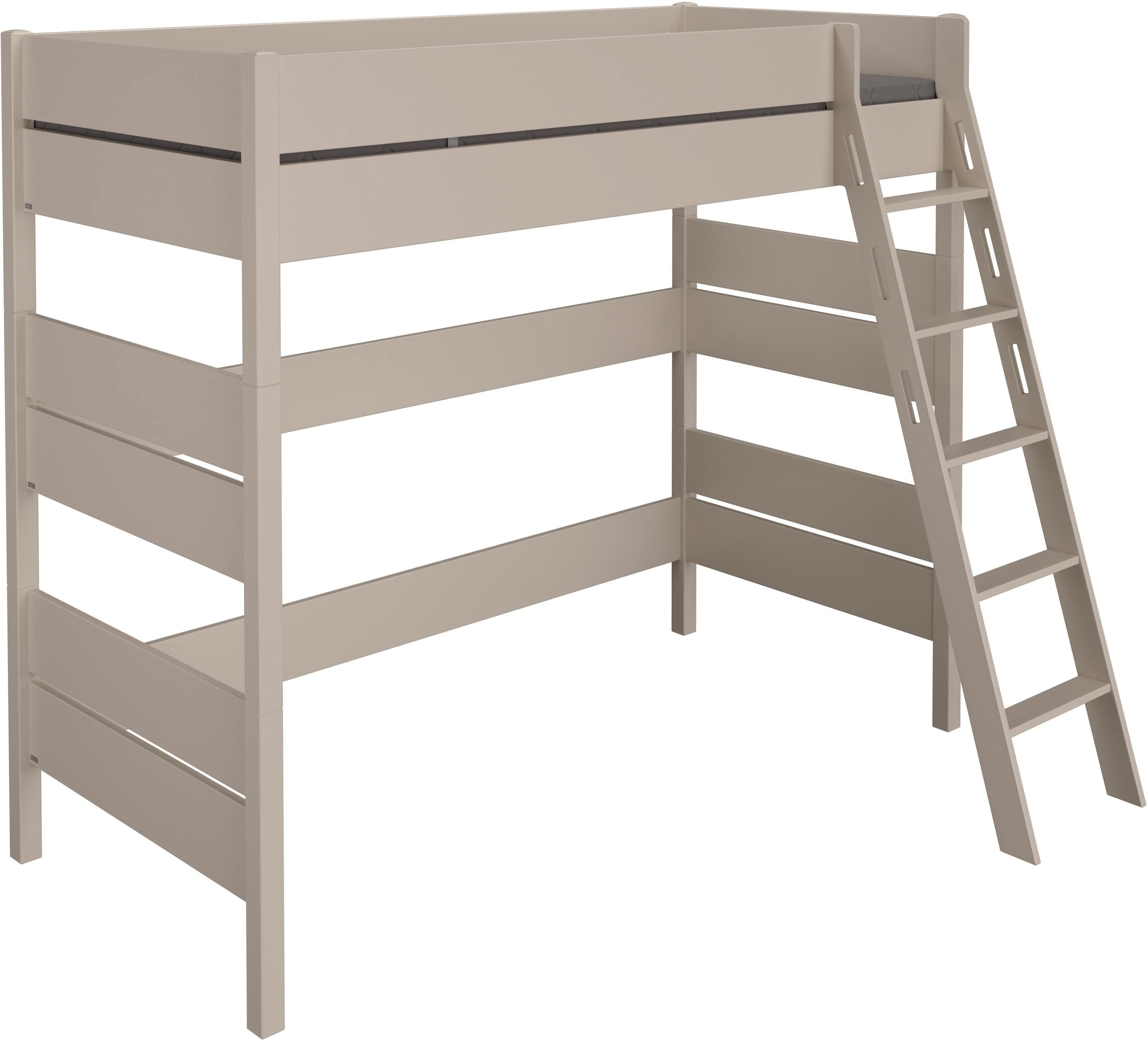 Spielbett PAIDI "TIAGO in verschiedenen Größen und Farben, Hochbett mit Leiter", beige (cashmere, beige, cashmere, beige, cashmere, beige), B:153,8cm H:180,6cm L:210,4cm, Betten, Spielbett, Rausfallschutz, geprüfte Sicherheit, umbaubares Bett mit Massivho