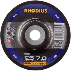 Rhodius, Schleifmittel, RS2 X-LOCK, 10 Stück Schruppscheibe 125 x 6.0 x 22.23 mm, Form 27, PROline, für Stahl