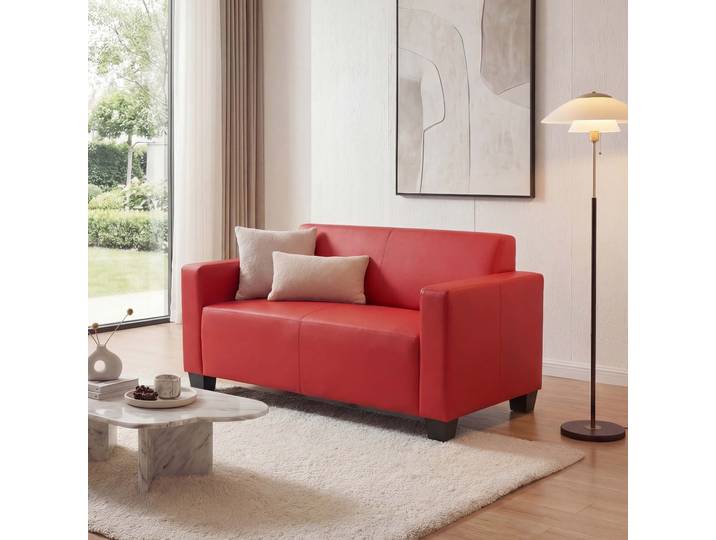 2er Sofa Couch Lyon Loungesofa Kunstleder Rot