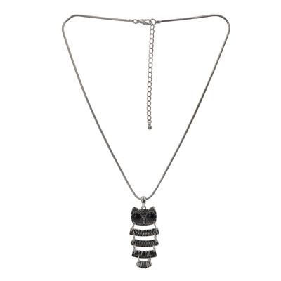 Kette mit Anhänger STEUER "silberfarben Anhänger Eule", silber, Halsketten, Damen, 56cm, Metall, L: 56, glänzend