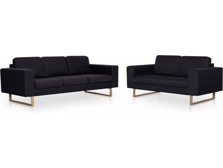 vidaXL Ensemble de canapés 2 pièces tissu noir