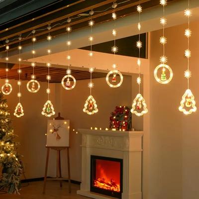 Modern Home Fixes Window Decor For Indoor Christmas, Santa Claus LED Curtain Lights, Remote Control Lighting Modes Window Decor For Indoor Christmas, Santa Claus LED Curtain Lights, Remote Control Lighting Modes