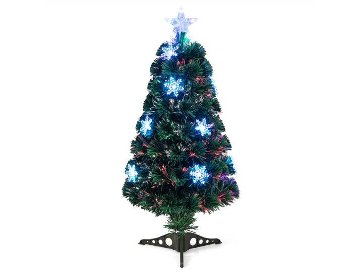 90 cm Kerstboom LED Kunstkerstboom met Glasvezel Kleurwisselaar Groen