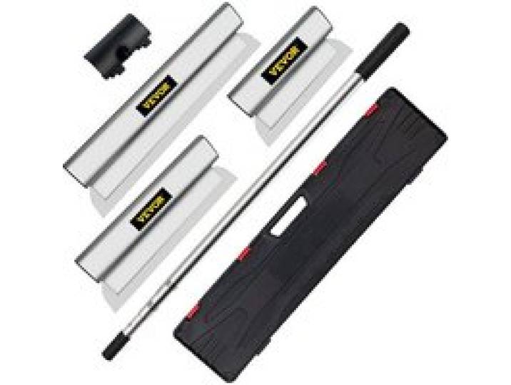 VEVOR Dekorspachtel Set 25 cm / 40 cm/ 60 cm Breitspachtel, 0,89 - 2 m Klingenlänge Trockenbau Flächenspachtel, 0,5 mm Klingenstärke Fassadenspachtel aus Edelstahl, ergonomischer Griff Gipserspachtel