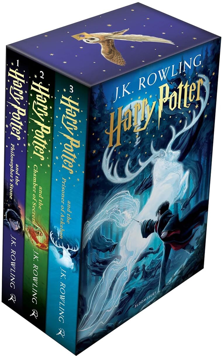 Bloomsbury Children's Books Harry Potter 1-3 Box Set: A Magical Adventure Begins by J.K. Rowling - Paperback - Ages 8+ - Philosopher's Stone, Chamber of Secrets, Prisoner