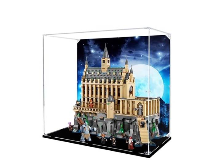 Acryl-Vitrine für Lego 76435 Auditorium-Modell, 3 mm staubdichte Schaukasten, Vitrine kompatibel mit Lego 76425 (Modell nicht im Lieferumfang enthalten) (Hintergrundaufbau 3 mm)