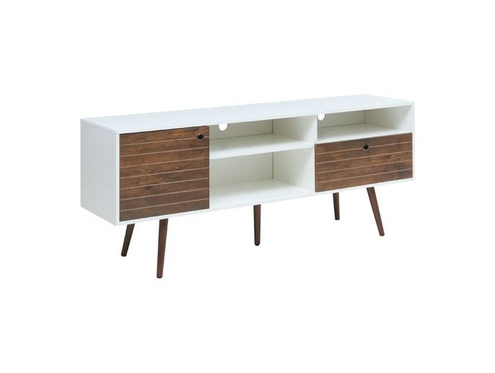 Meuble TV Vare 165 x 40 x 66 cm blanc effet noyer