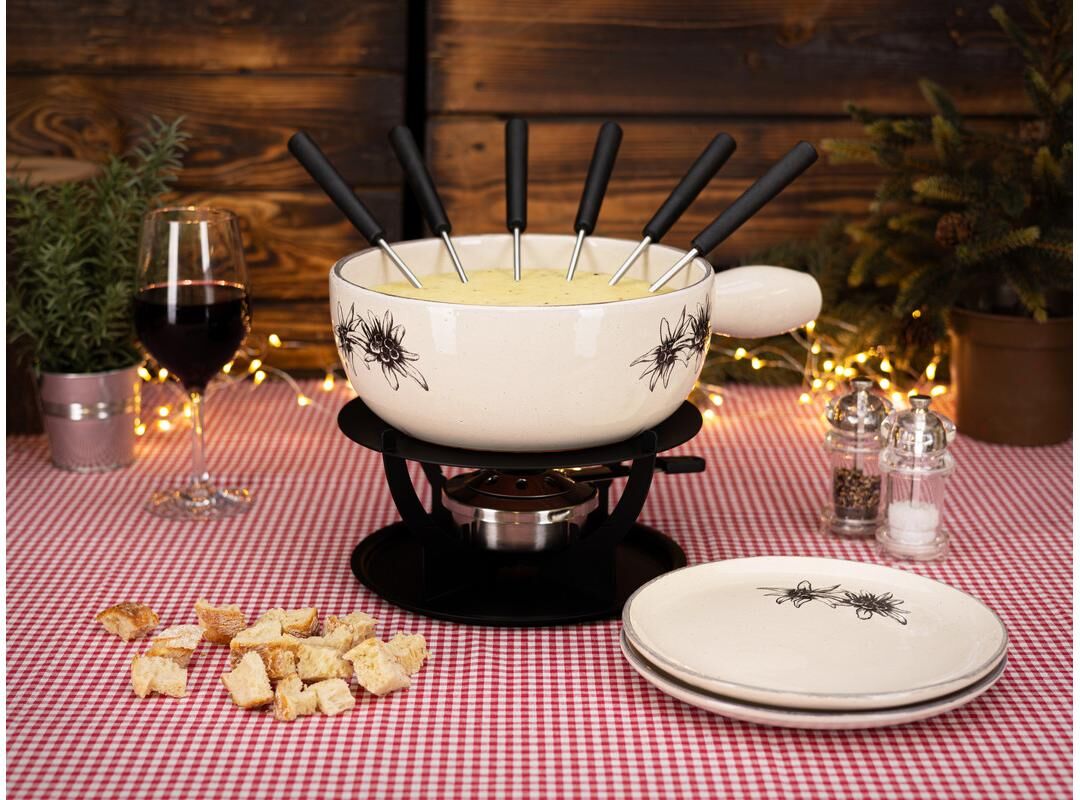 Fondue NOUVEL "Duo, Ø 22 cm", weiss (edelweiß), Ø:22cm, Fondues, Fondue edelweiß Einheitsgröße