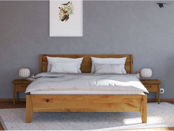 Wildeichenbett „Benjamin“ 200 x 200 cm Massivholz Wildeiche