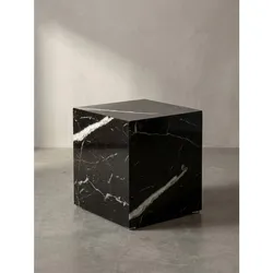 Couchtisch MONOBLOC in Hochglanz mit Marmor-Optik, Würfelform, Schwarz 40x40x45 cm