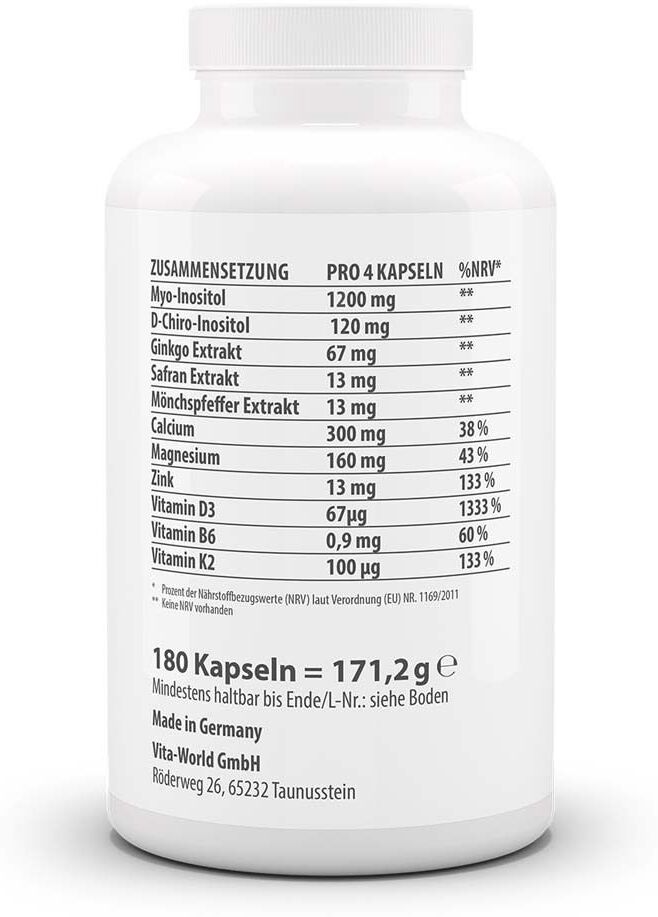 vitaworld Inositol Komplex Myo+D-Chiro-Inositol Kapseln 180 St
