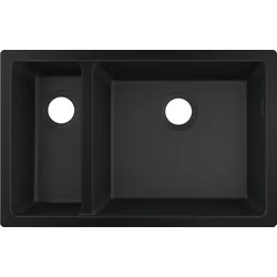 Hansgrohe Unterbauspüle S51, Serie S510-U635 Graphitschwarz, Maße 180x450 mm, Beckentiefe 190 mm, mit Zusatzbecken