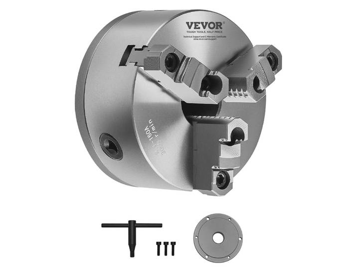 VEVOR Mandrin de tournage à 3 mors\, φ160 mm\, mandrin à centrage automatique\, plage de serrage 3-145 mm\, matériau HT300\, pour tour à bois et à métaux