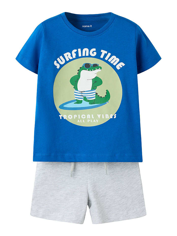 name it 2tlg. Outfit "Jarry" in Blau/ Grau - 92