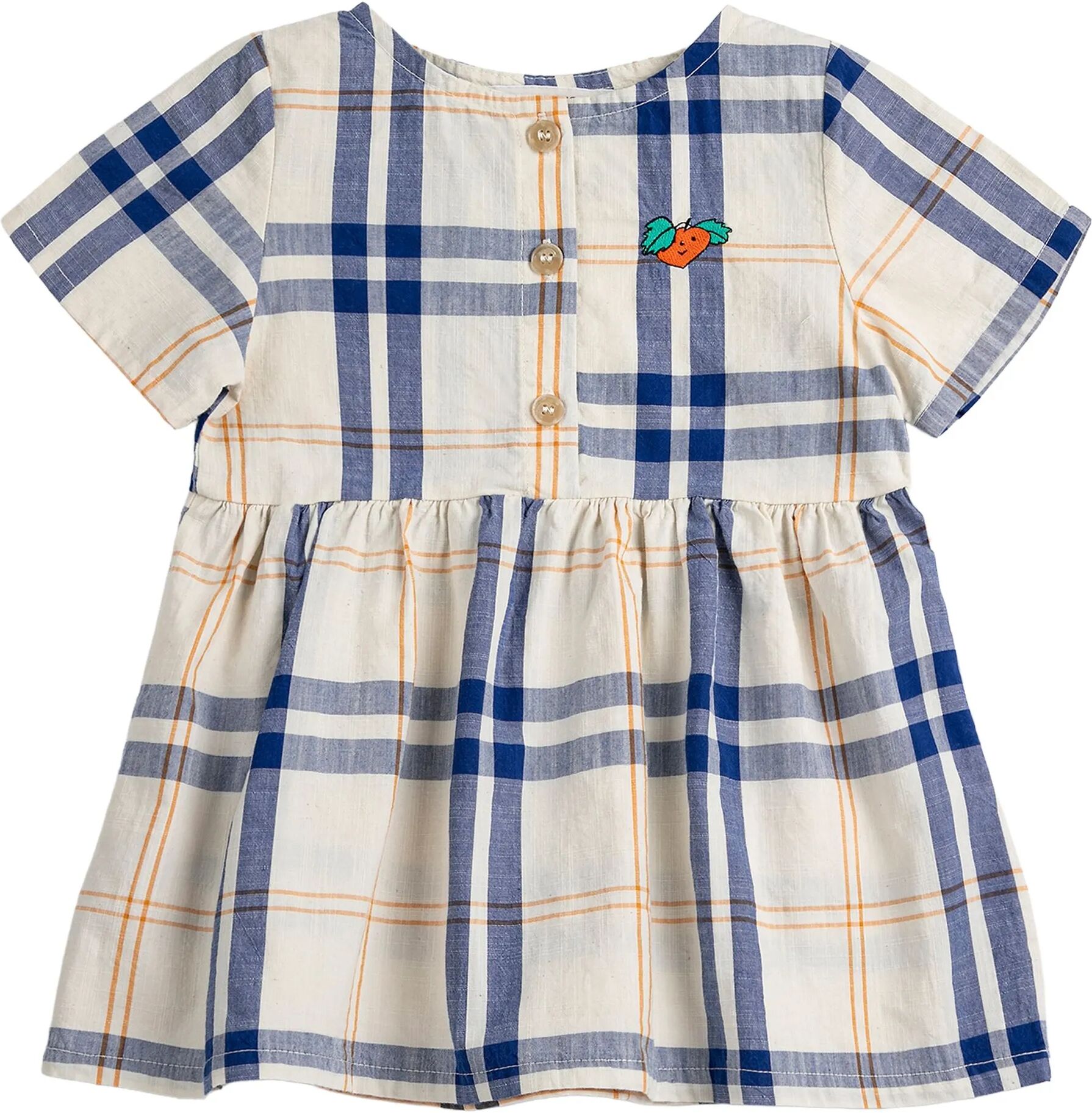 Bobo Choses Robe Tartan Coton Bio Bébé Ecru 6 mois
