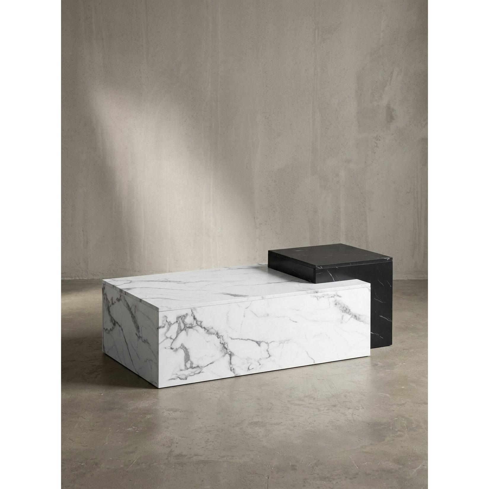 Couchtisch Weiß Schwarz Marmor-Optik Modern 120x60x40 cm Zwei Ebenen