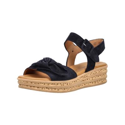 Keilsandalette GABOR "Gabor Sandalen Veloursleder", Damen, Gr. 40, blau (dunkelblau), Veloursleder, Schuhe