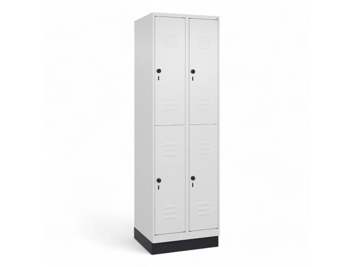 Garderobenspind C+P Classic PLUS, Weiss, mit 4 Türen, mit Schlüssel, Neu Robust - ideal für Büro und Empfangsbereich