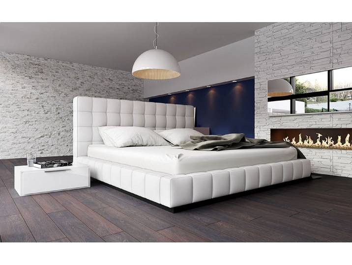 JVmoebel Polsterbett Elegantes Leder-Doppelbett in Grau mit stabilen Holzfüßen, Made in Europa