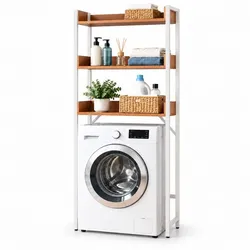 Relaxdays Waschmaschinenregal 166 cm Weiß,Hellbraun