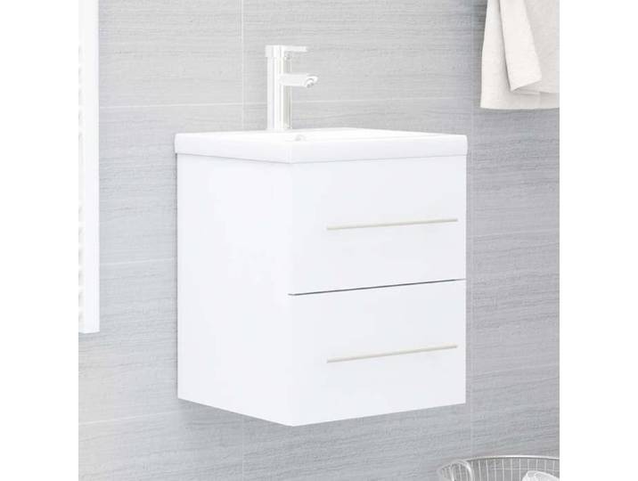 NEW 2026  Meuble Lavabo de Bain - 1 PC - Armoire d'évier - avec lavabo intégré Blanc Aggloméré 41x38.5x48 cm L6248