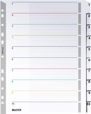 LEITZ® Wiederbeschreibbare Kartonregister, Zahlen 1-10, mit Lochung