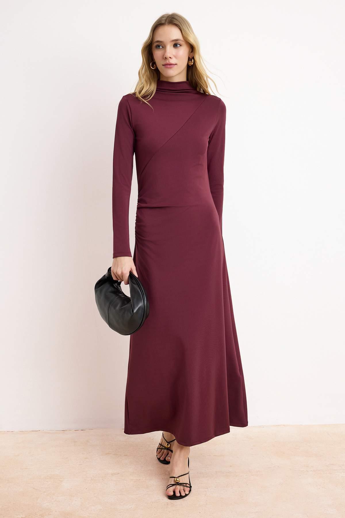 Lila, flaches, langes, schickes/figurbetontes Hijab-Kleid für Damen